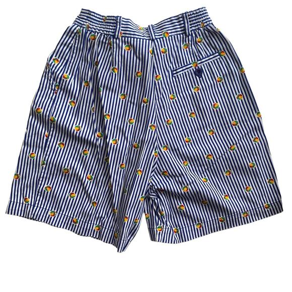 Vintage 90s Preppy Preston & York Sport High Waisted Blue White Striped Shorts - Picture 2 of 4